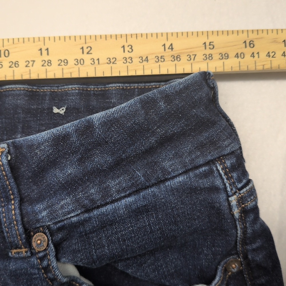 American Eagle Curvy Kick Boot Jeans Womens 12 Short Blue Medium Wash Stretch - Picture 6 of 13